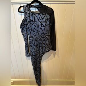 WEISSMAN Size Adult Extra Small Black Silver Velvet Lyrical Single Dance…